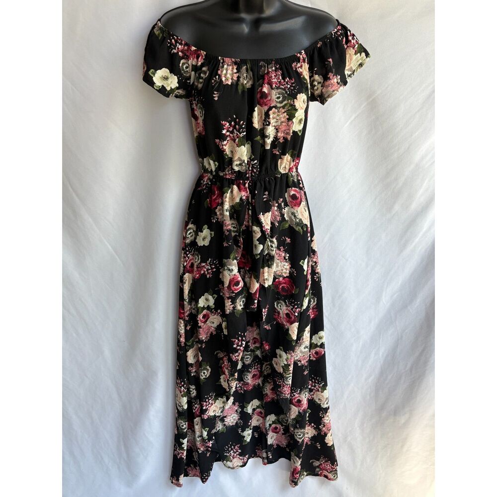 Mind Code Black Floral Off Shoulder Maxi Dress Sze S Romper Summer Date Romantic